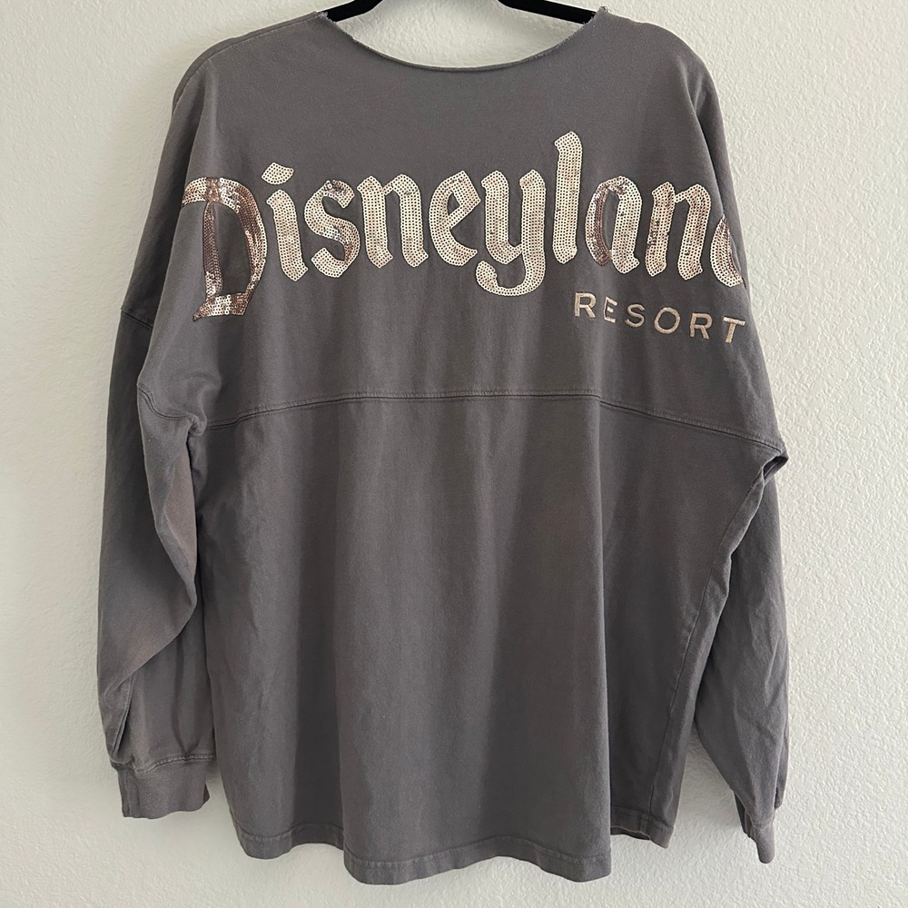 Disney Spirit Jersey Disneyland Resort Unisex Large Gray Rose Gold Sequin Logo